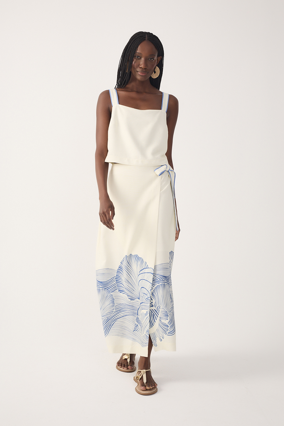 Off-White Mergulho Top and Wrap Maxi Skirt Set