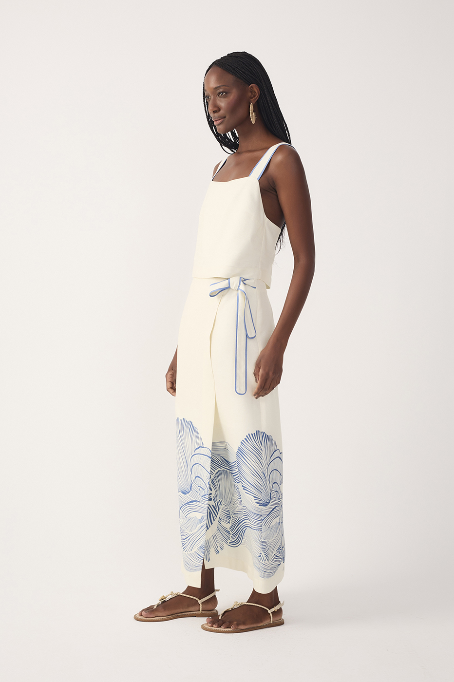 Off-White Mergulho Top and Wrap Maxi Skirt Set