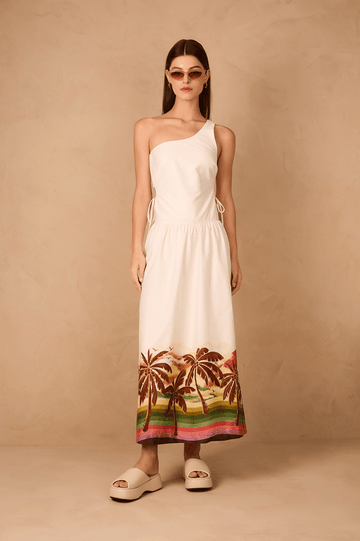 Off-White Horizonte One-Shoulder Side Cut-Out Maxi Dress