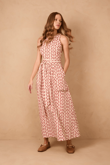 Off-White Cobogo Side Pockets Tricoline Maxi Dress