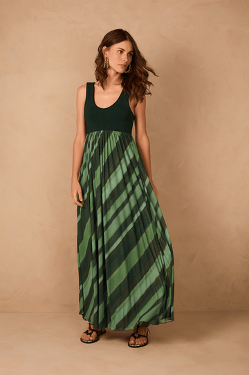 Green Floresta Tricot Top Sleeveless Maxi Dress