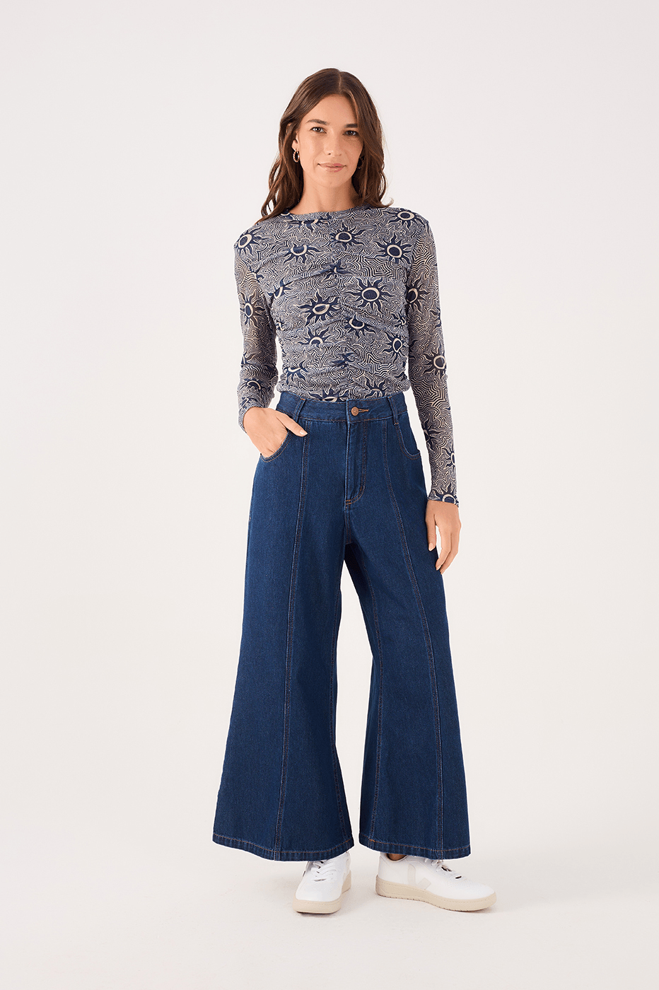 Soleil Print Tulle Blouse
