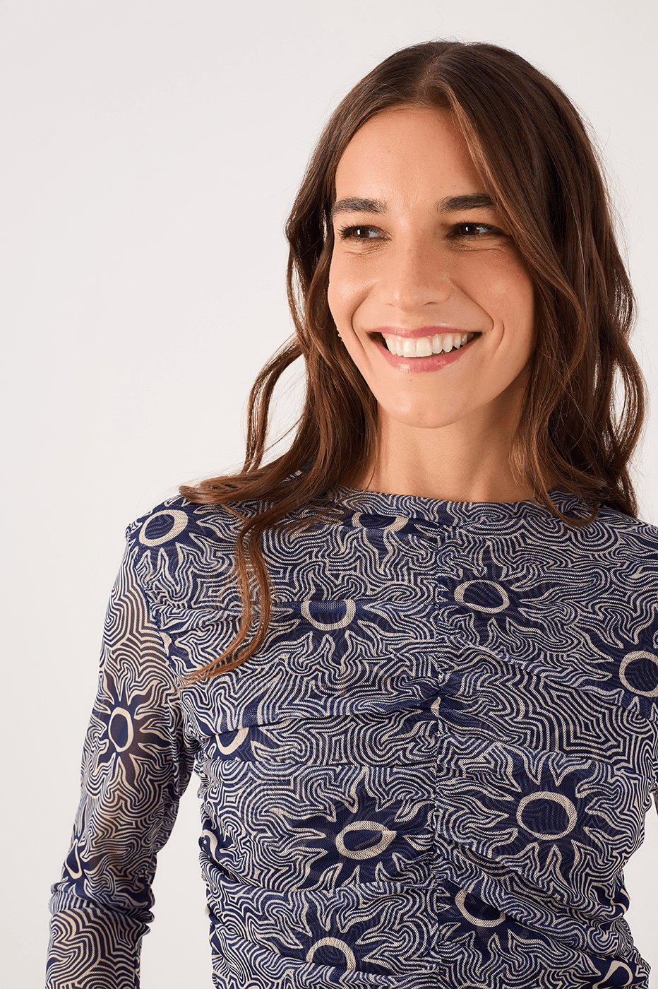 Soleil Print Tulle Blouse