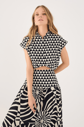 Miragem Print Cropped Blouse