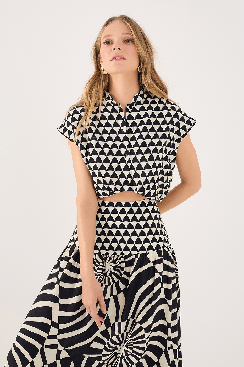 Miragem Print Cropped Blouse