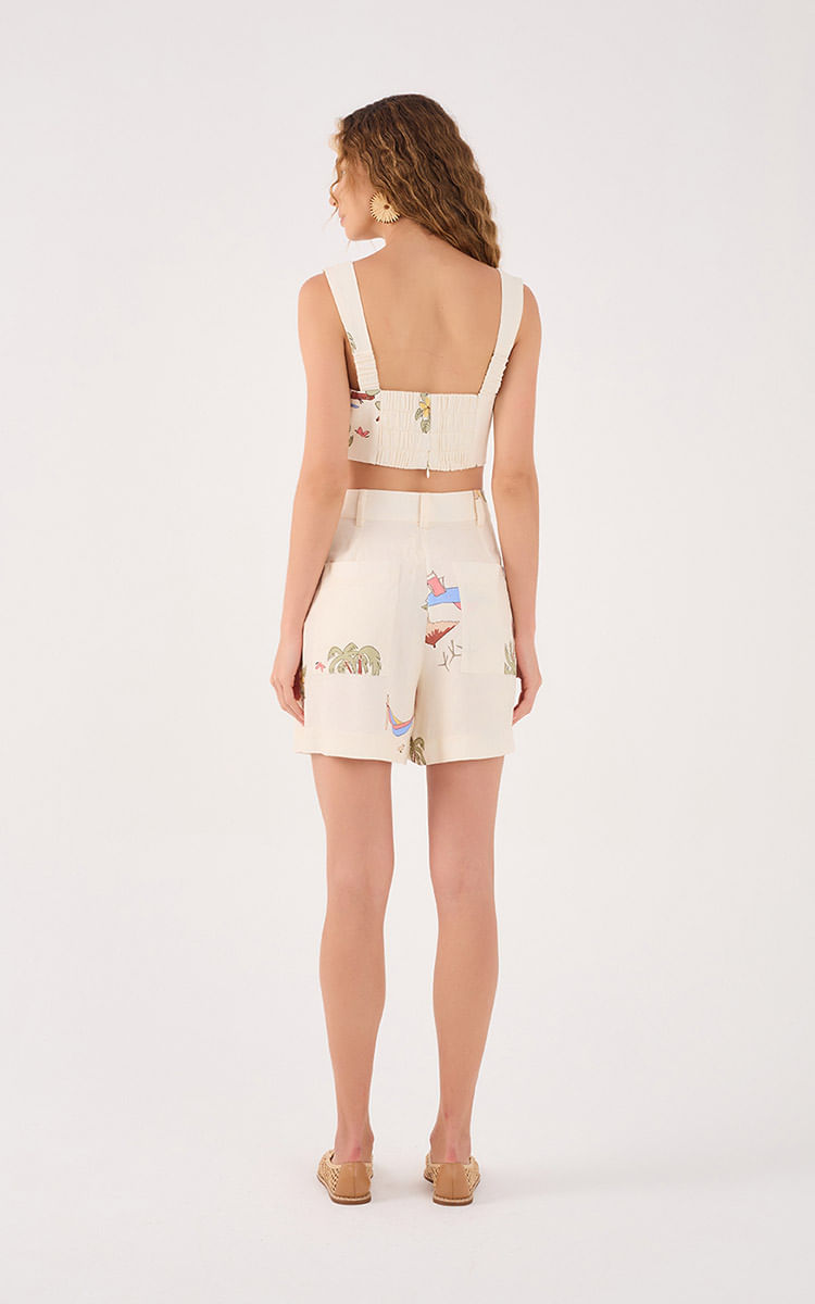 Off-White Cenas Linen Crop Top