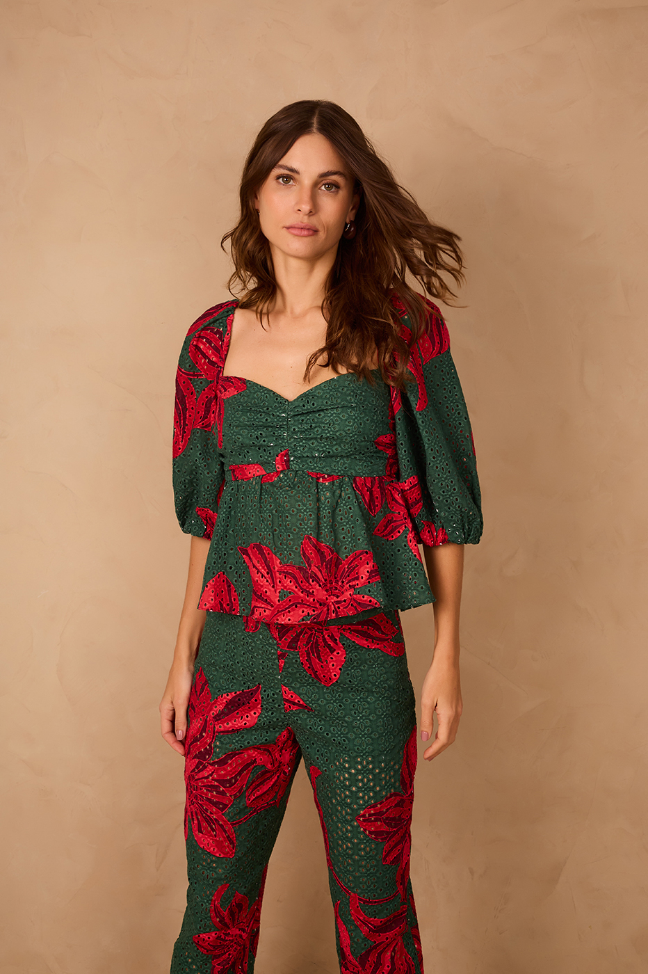 Botanico Print Eyelet Lace Blouse