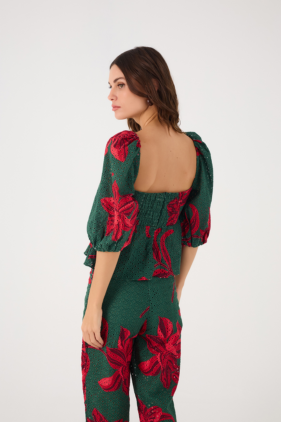 Botanico Print Eyelet Lace Blouse