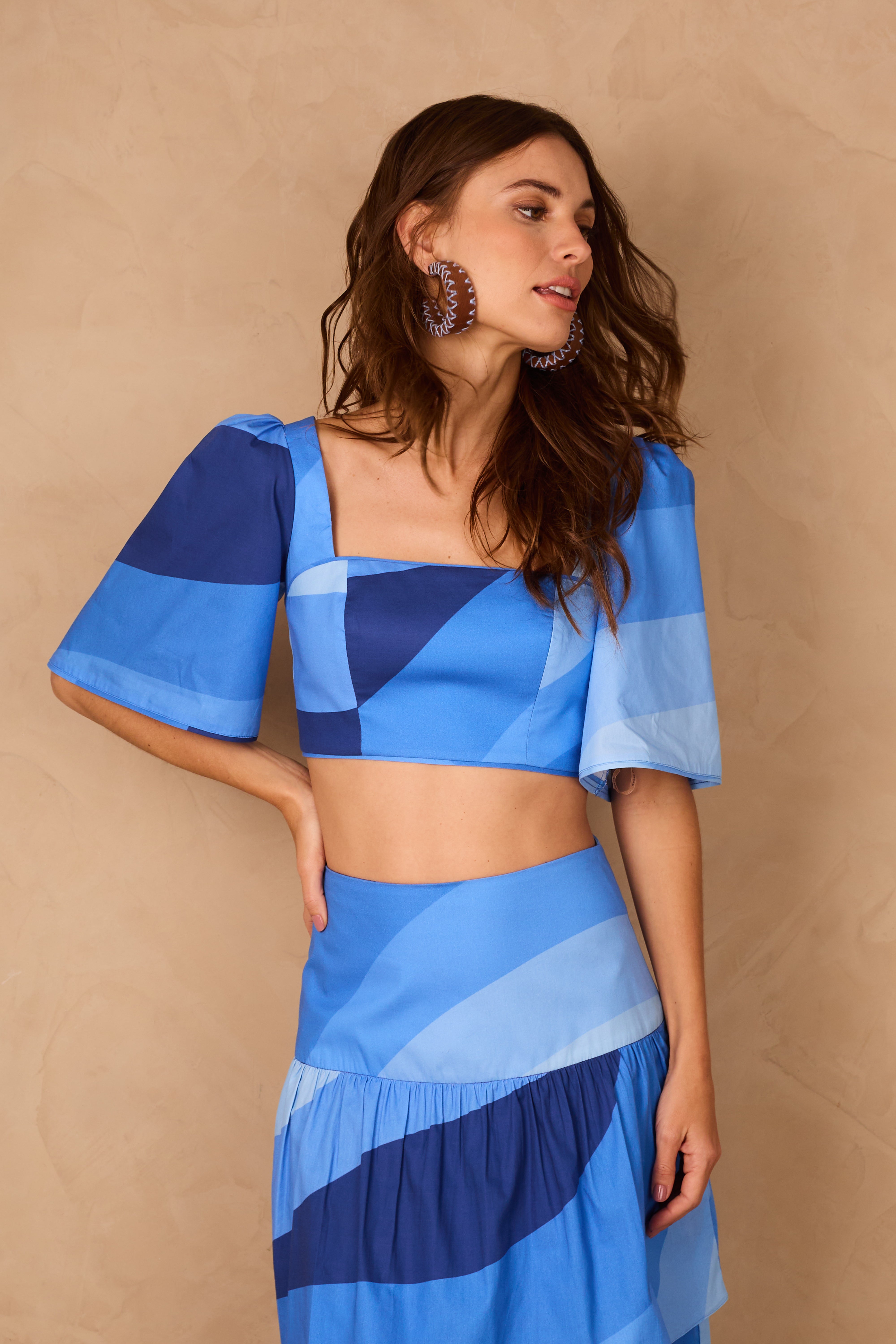 Top Sleeve Print Waves