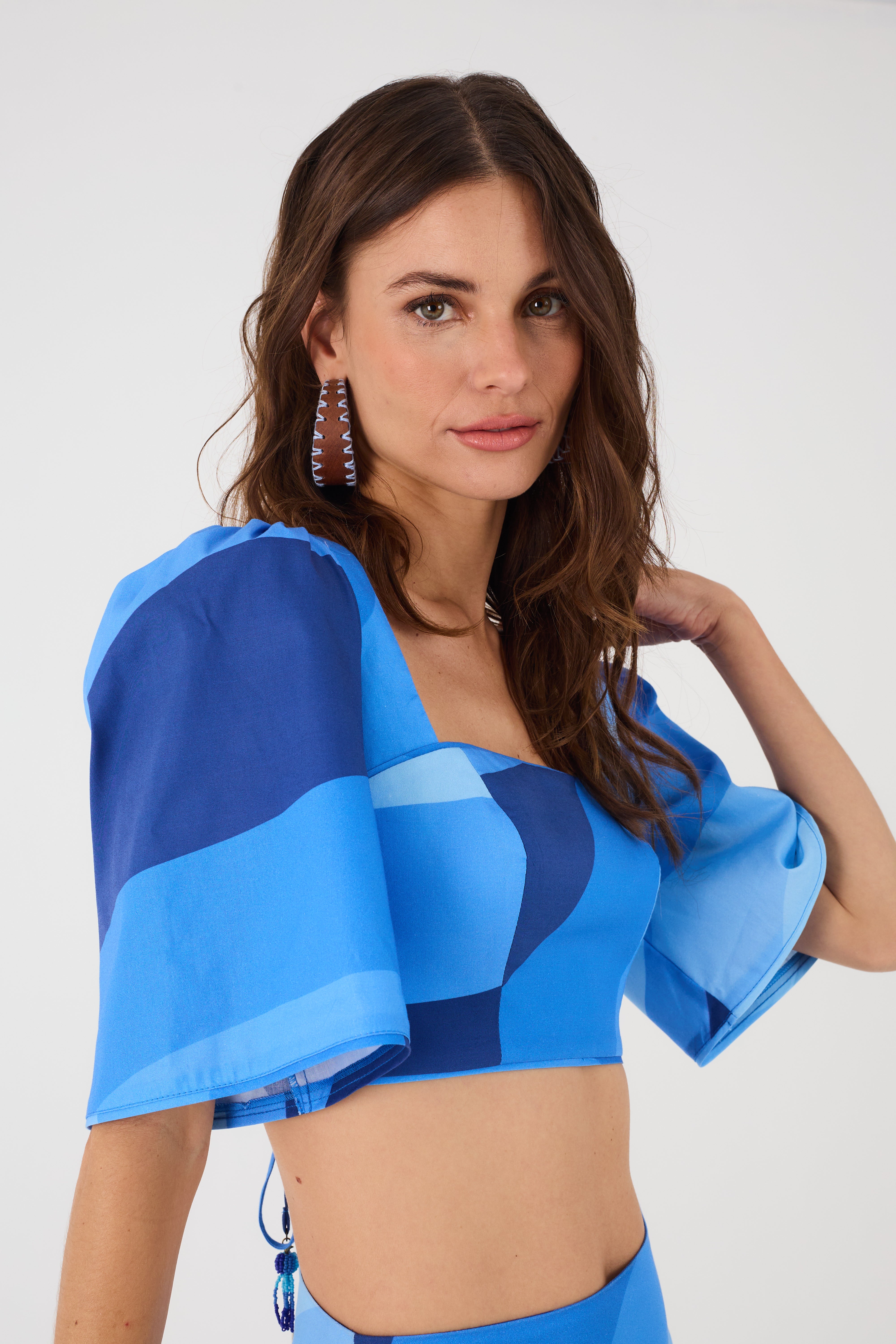 Top Sleeve Print Waves