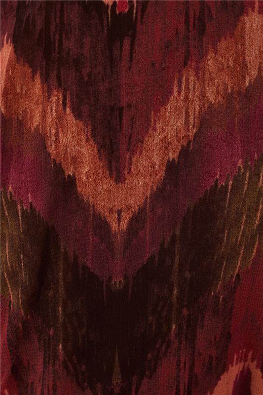 Long Sleeve Ikat Print Blouse