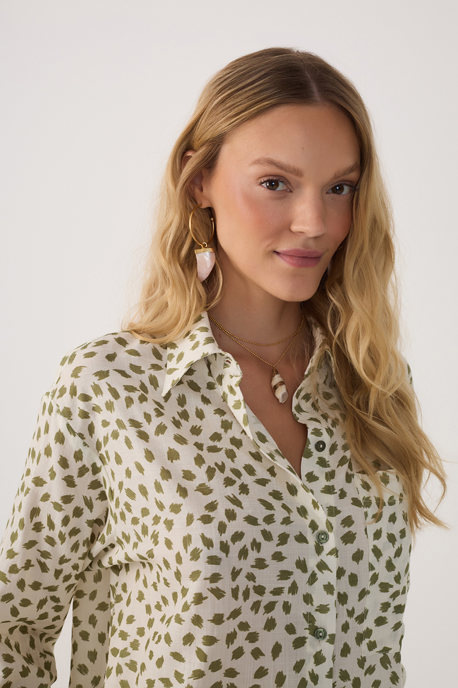 Po¨¢ Folhagem Print Oversized Shirt