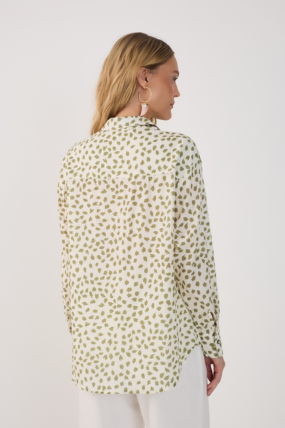 Po¨¢ Folhagem Print Oversized Shirt