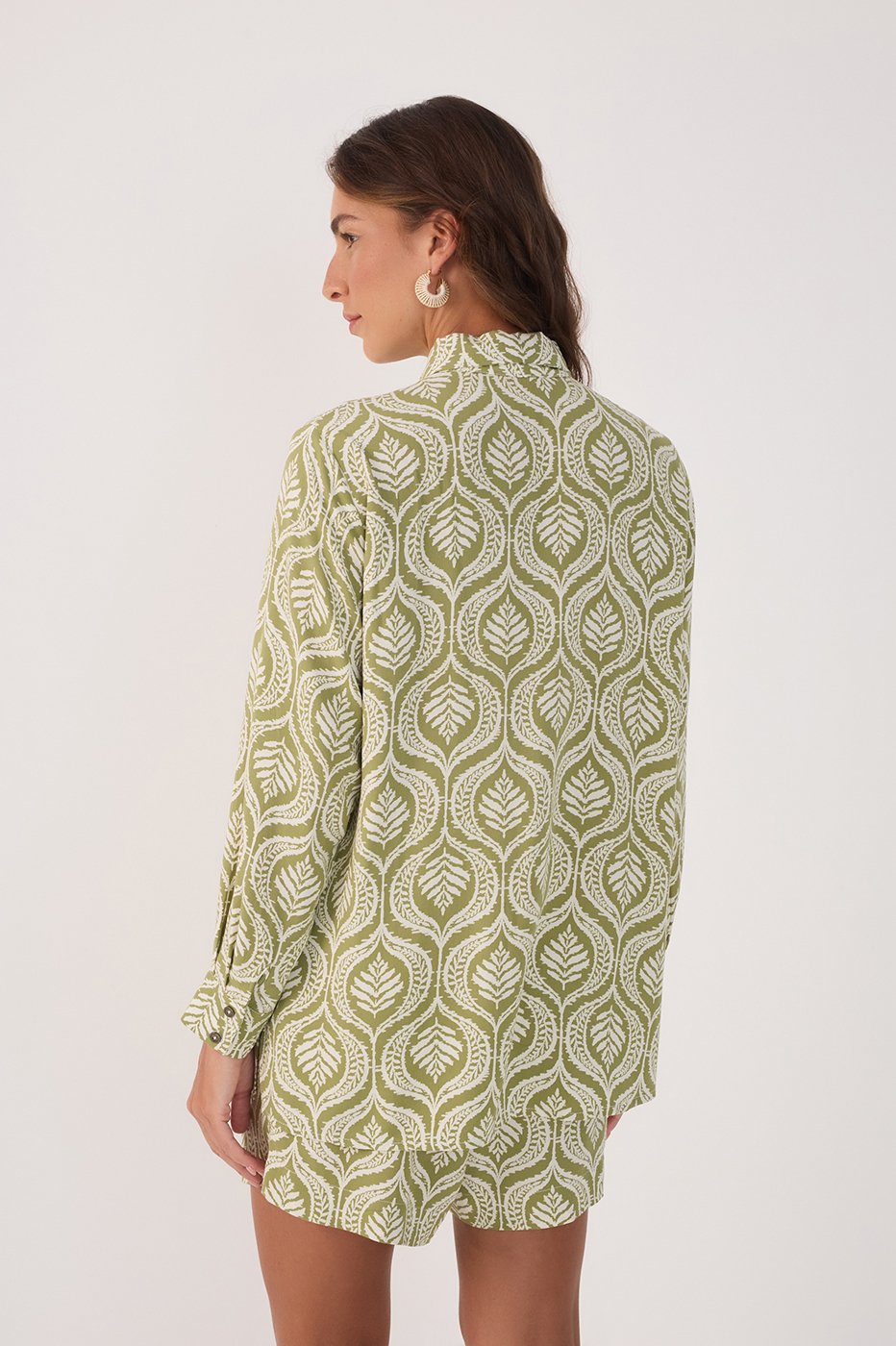 Green Jardim Collared Buttoned Crepe Shirt