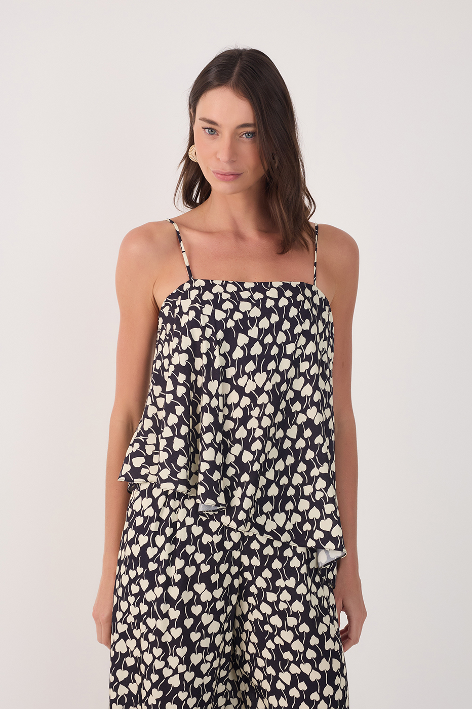 Asymmetric Amor Perfeito Print Blouse