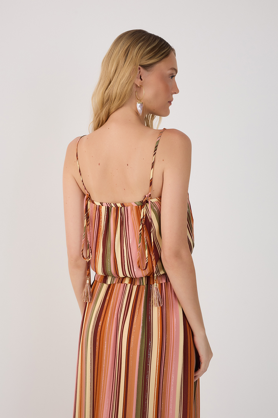 Multicolor Bosque Lurex Square Neck Blouse