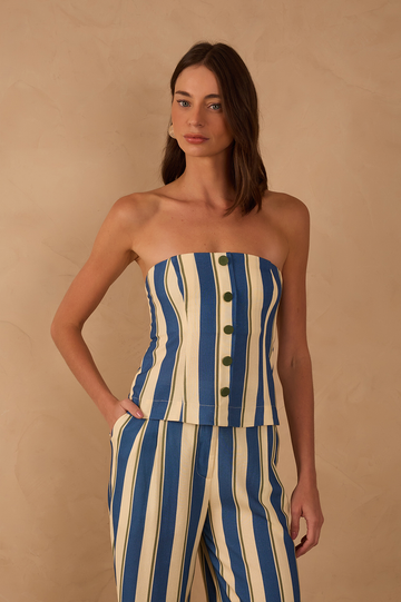 Strapless Mar¨¦ Listrada Print Blouse