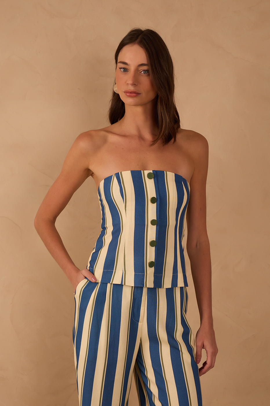 Strapless Mar¨¦ Listrada Print Blouse