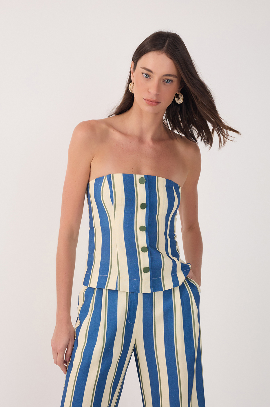 Strapless Mar¨¦ Listrada Print Blouse