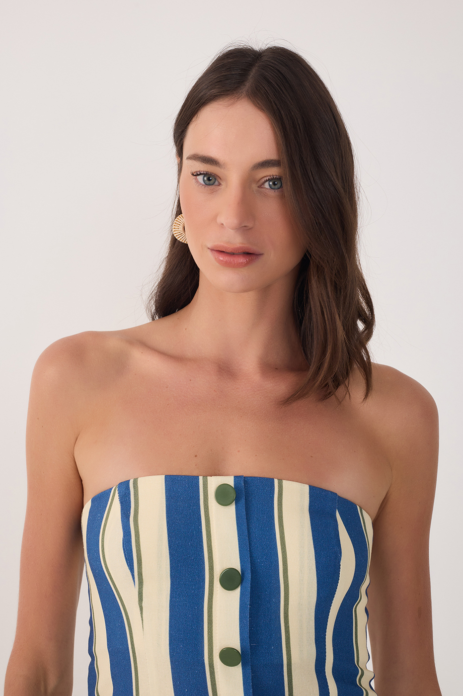 Strapless Mar¨¦ Listrada Print Blouse