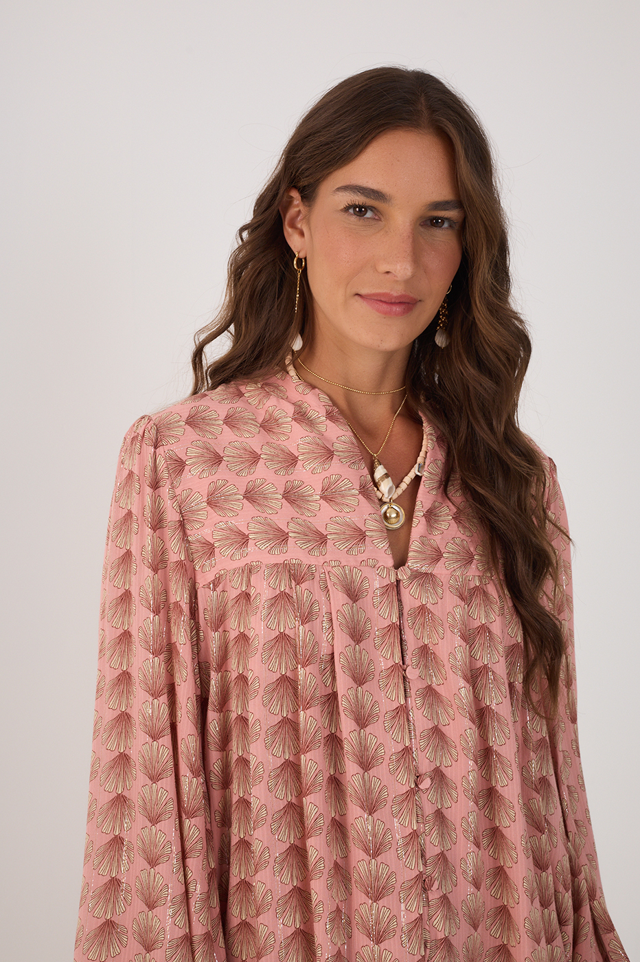 Pink Maresia Lurex Long Sleeve Blouse