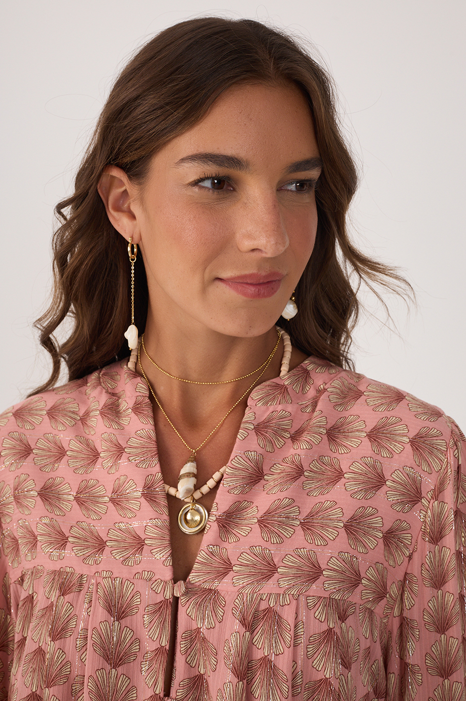Pink Maresia Lurex Long Sleeve Blouse
