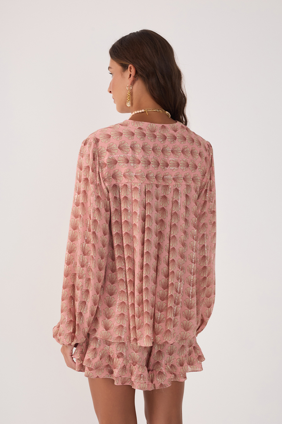 Pink Maresia Lurex Long Sleeve Blouse