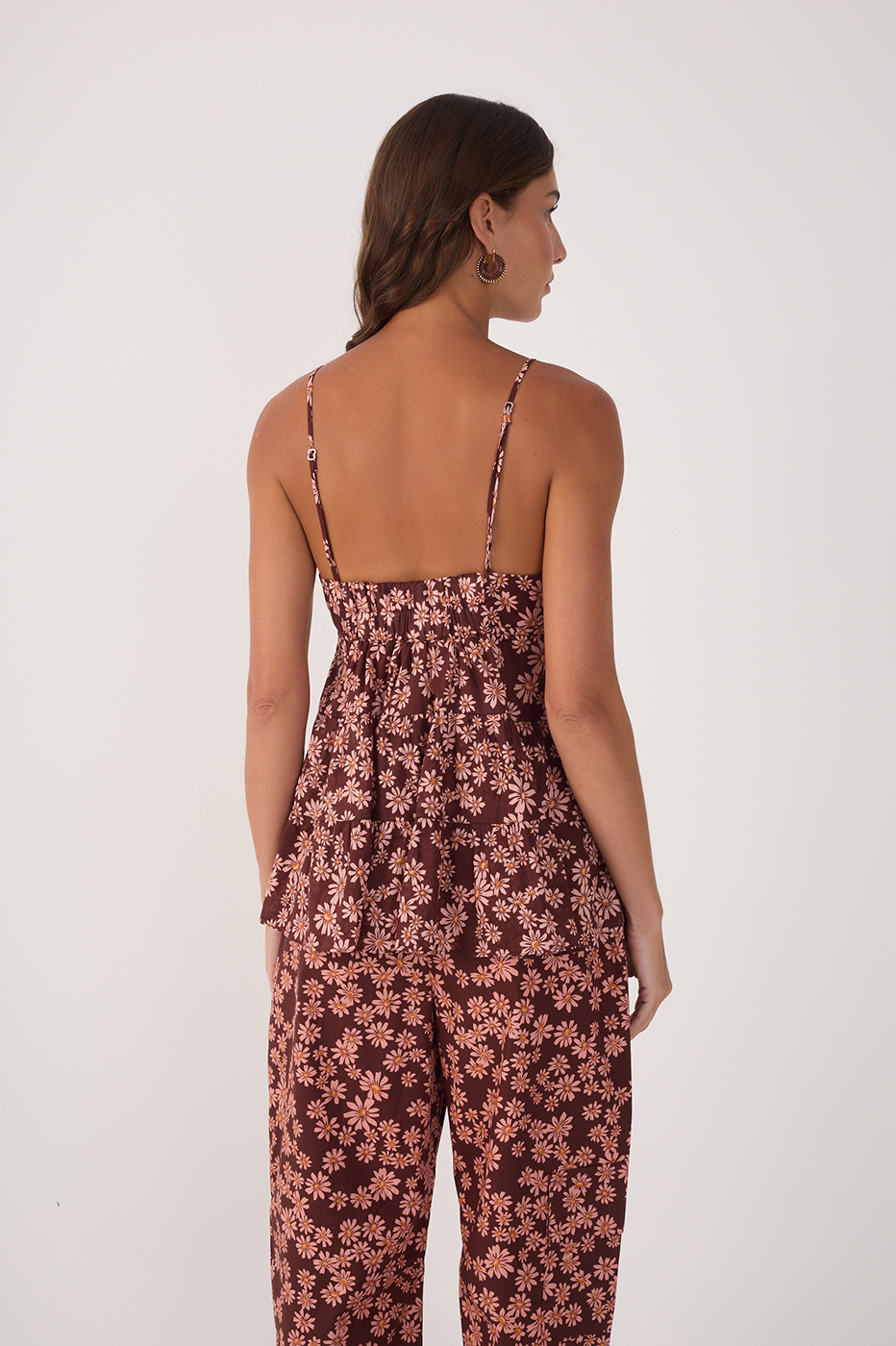 Cut Out Print Margaridas Rosa Top