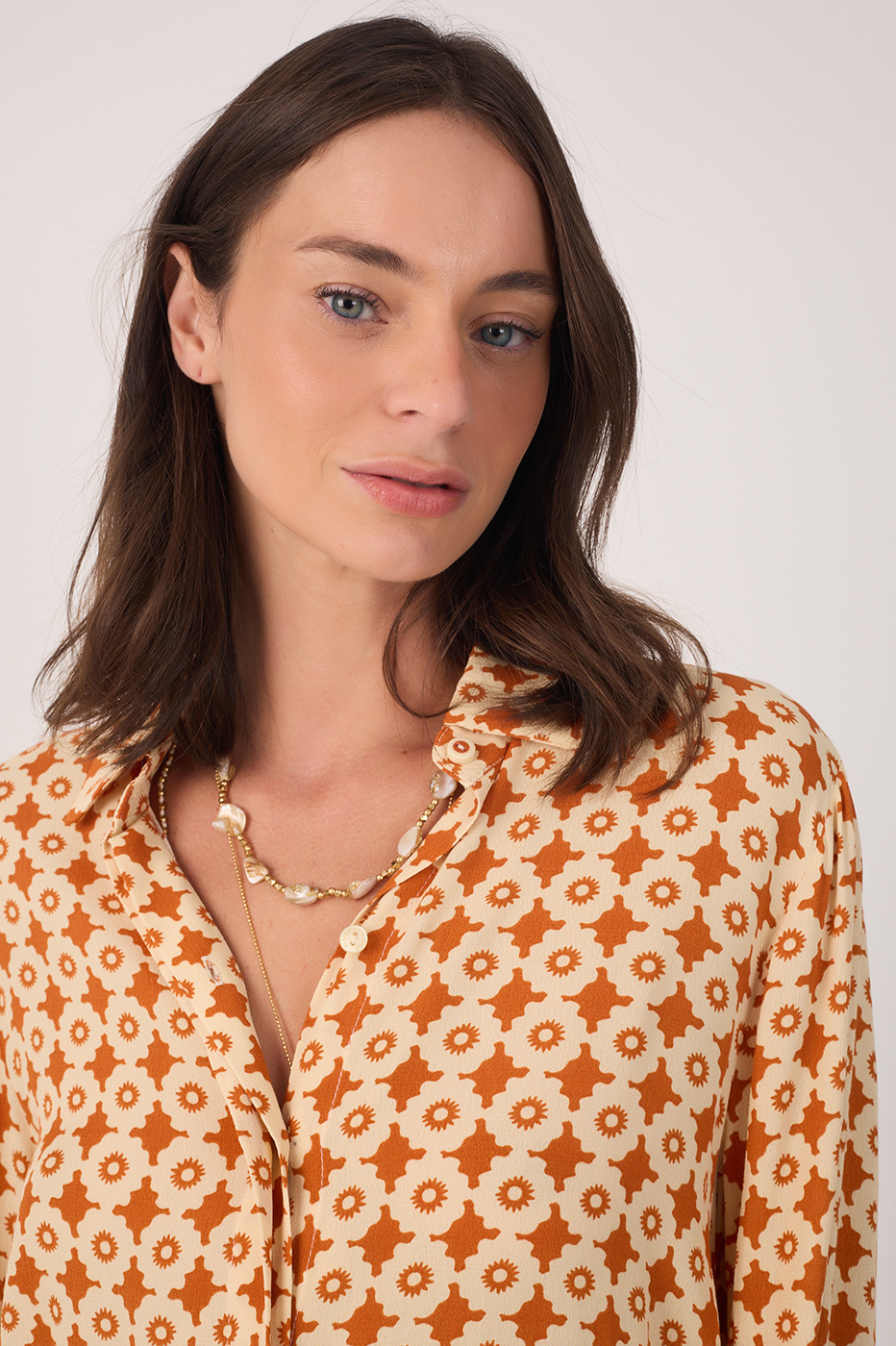 Beige Melissa Buttoned Long Sleeve Shirt