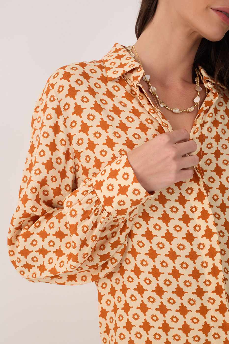 Beige Melissa Buttoned Long Sleeve Shirt
