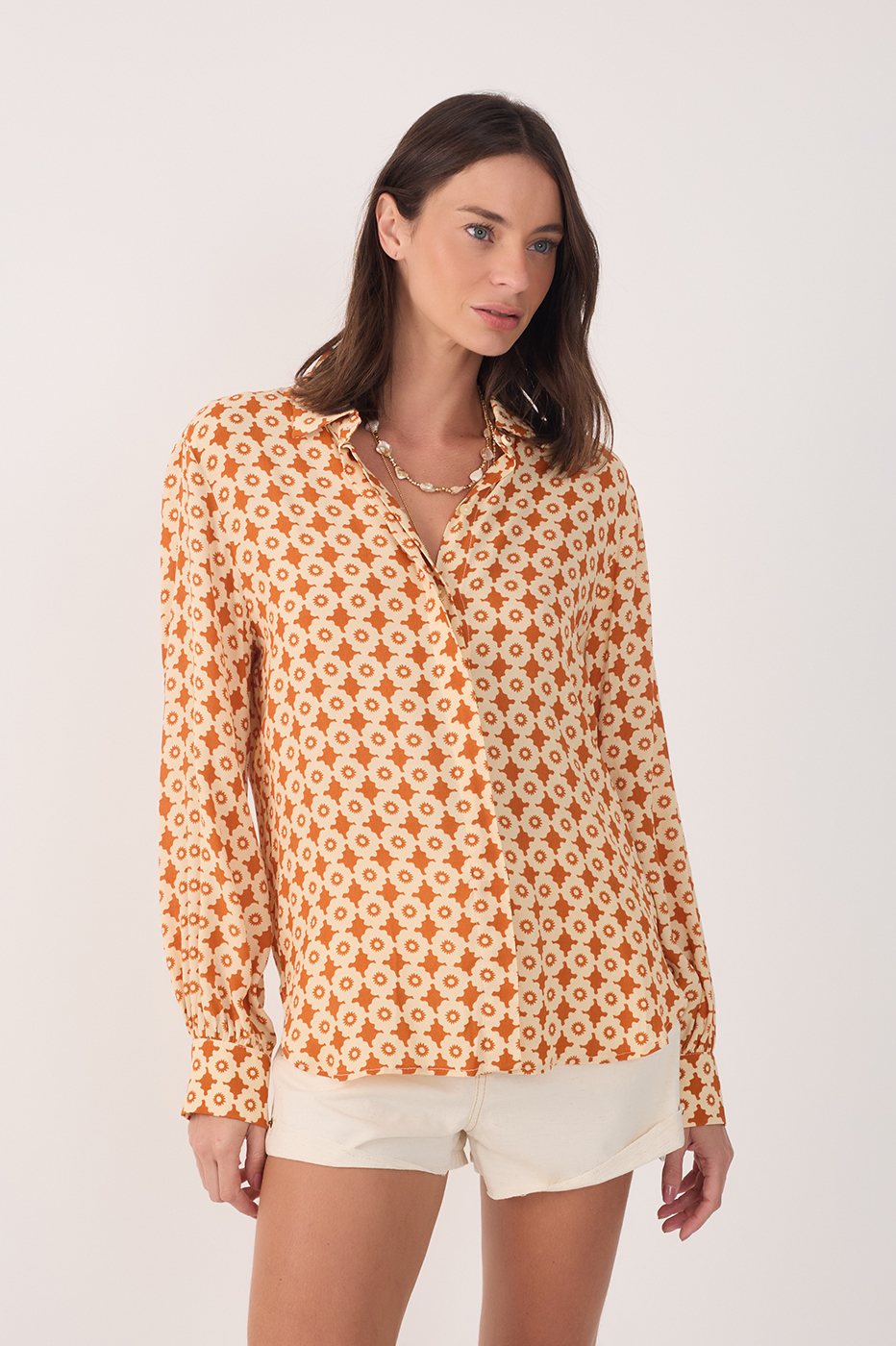 Beige Melissa Buttoned Long Sleeve Shirt