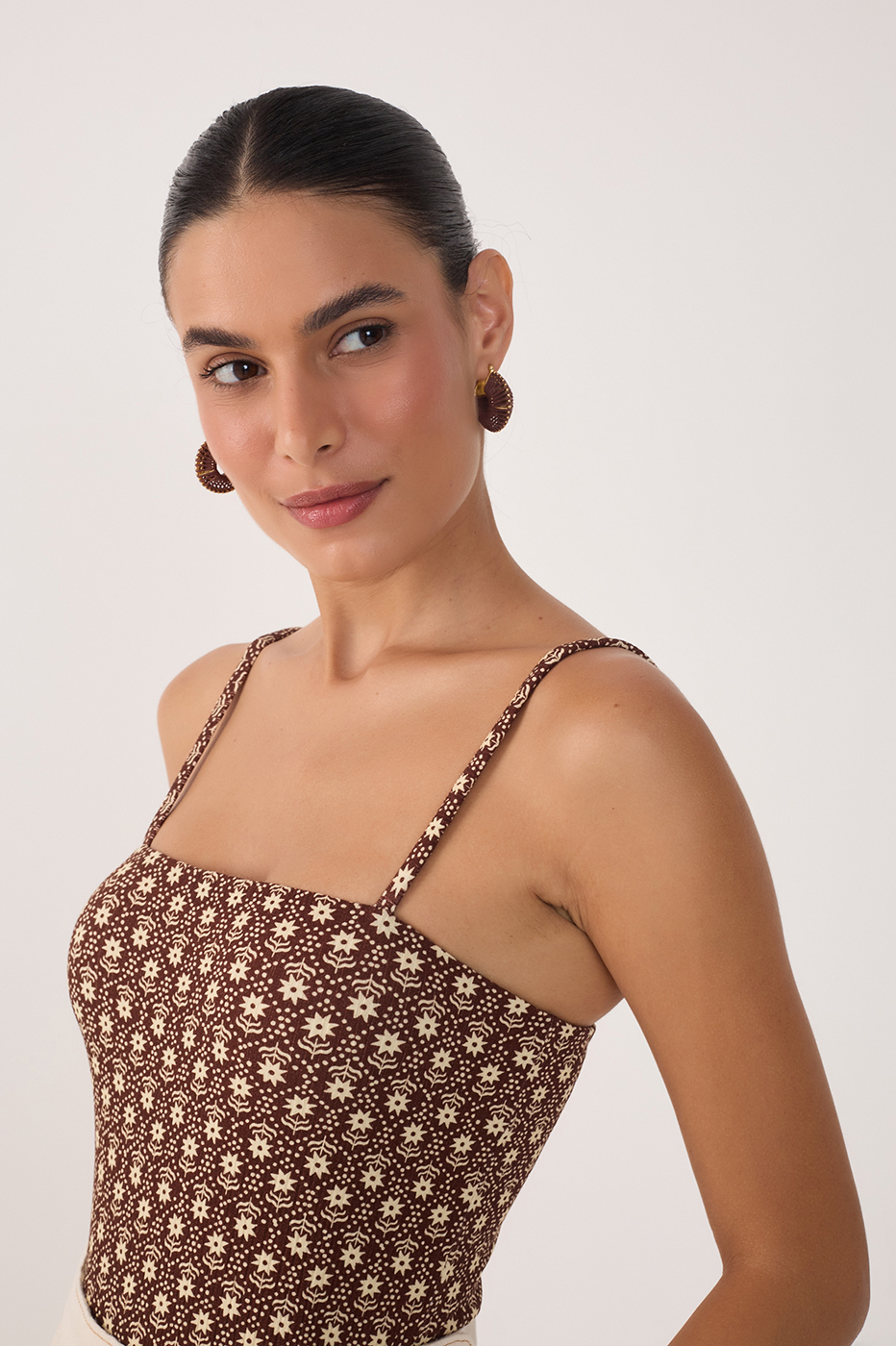 Beige Melissa Square Neck Sleeveless Bodysuit