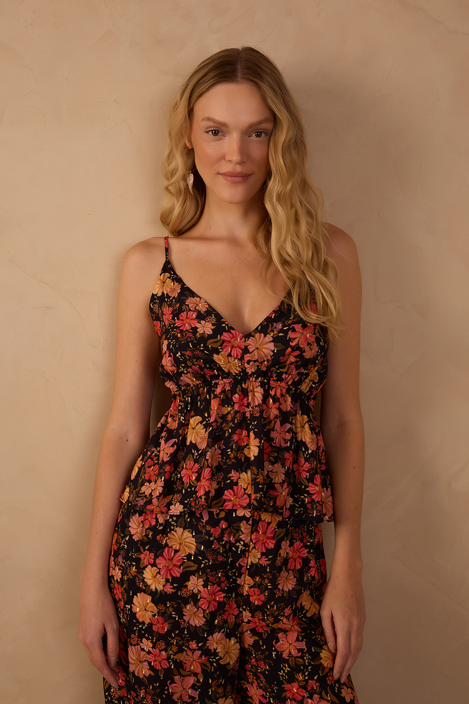 Black Encontro Lurex Sleeveless Blouse