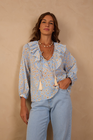 Margaridas Azul Print Tunic