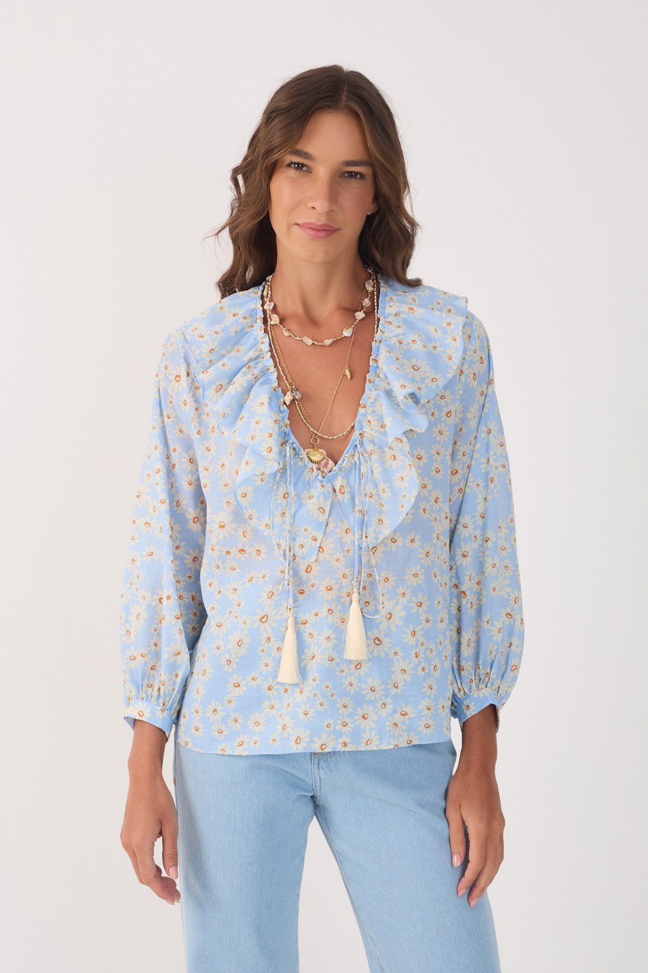 Margaridas Azul Print Tunic