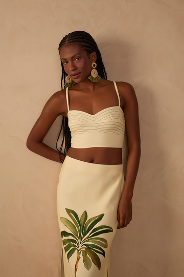 Off-White Tropicana Topstitching Linen Top