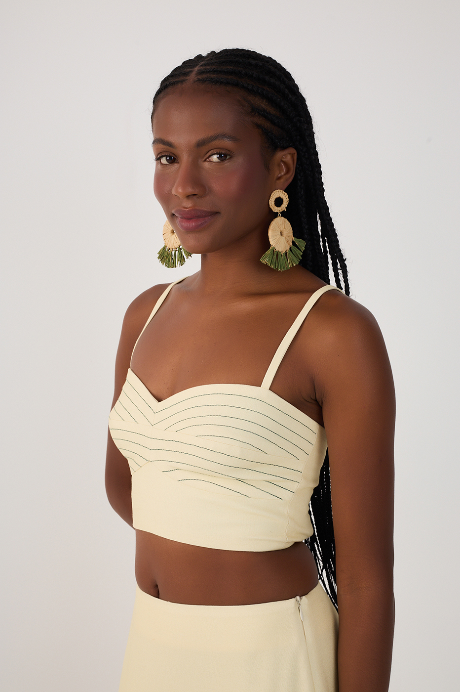 Off-White Tropicana Topstitching Linen Top