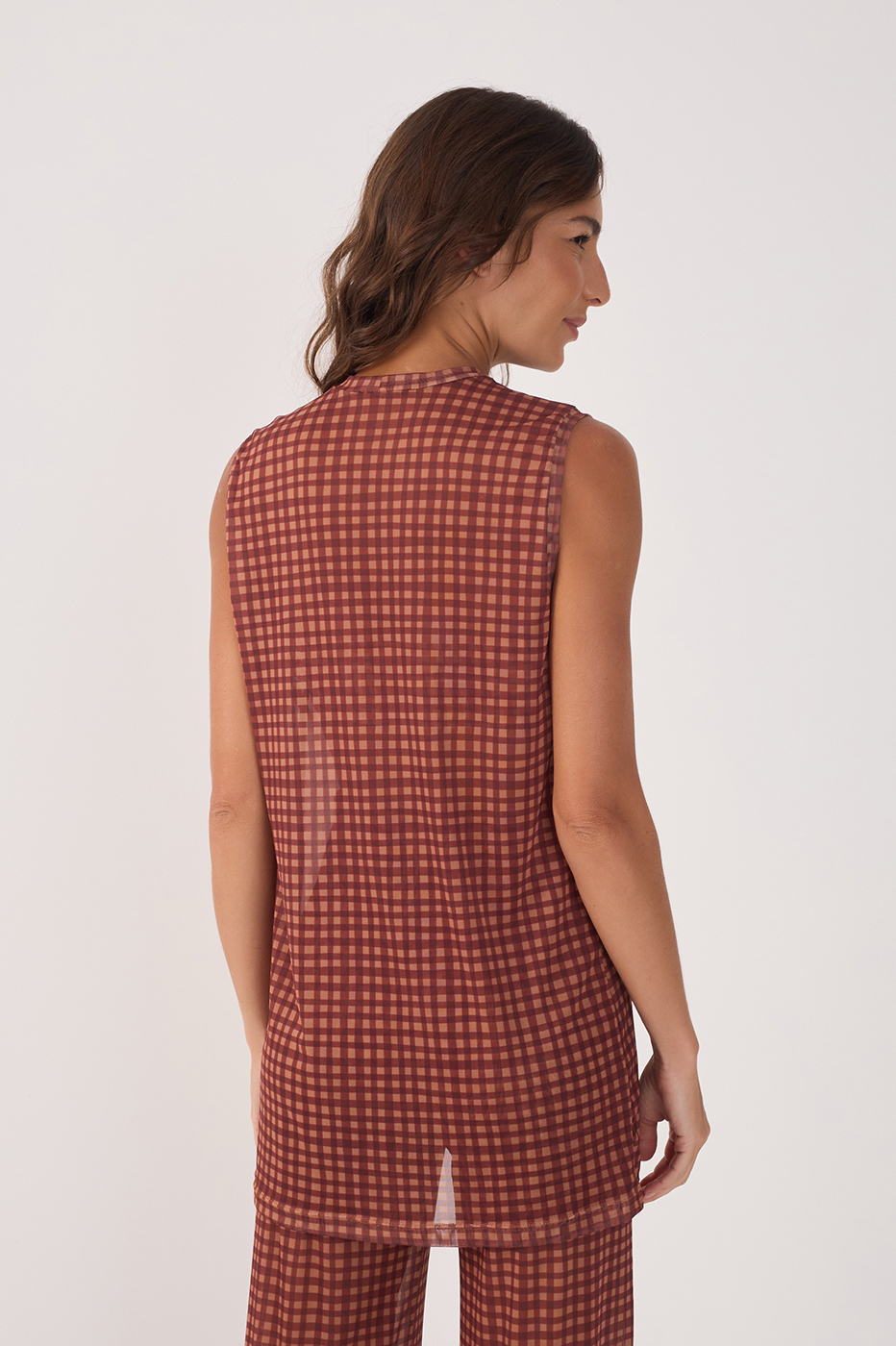 Vichy Print Scarf Tunic