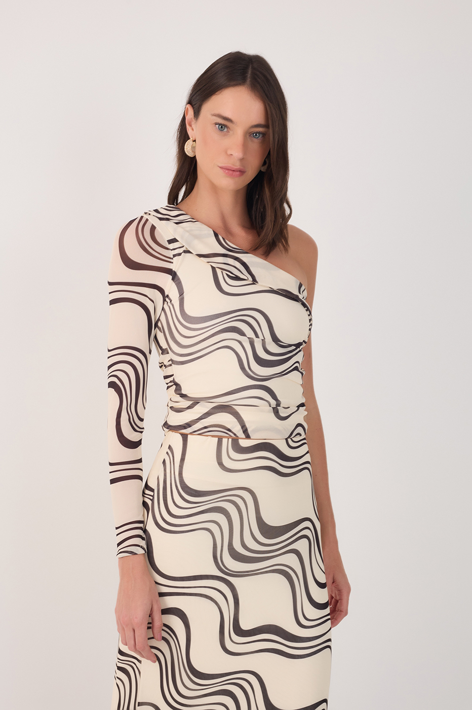 Off-White Fluir Asymmetric Tulle Blouse