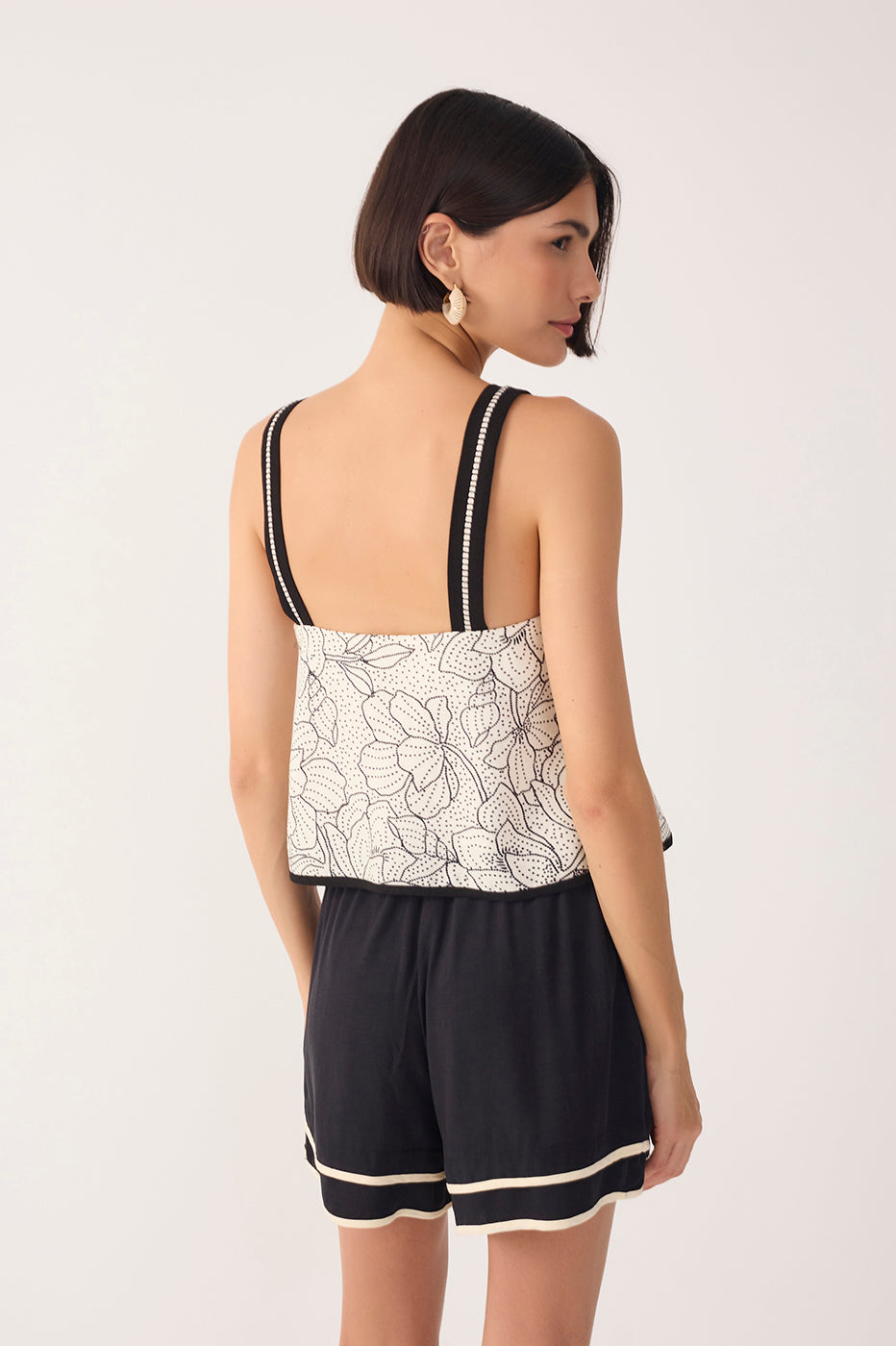 Off-White Ponto A Ponto Straight Neck Linen Top