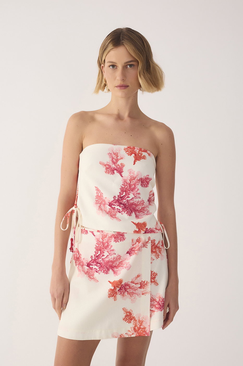 Off-White Coral Side Ties Linen Blouse