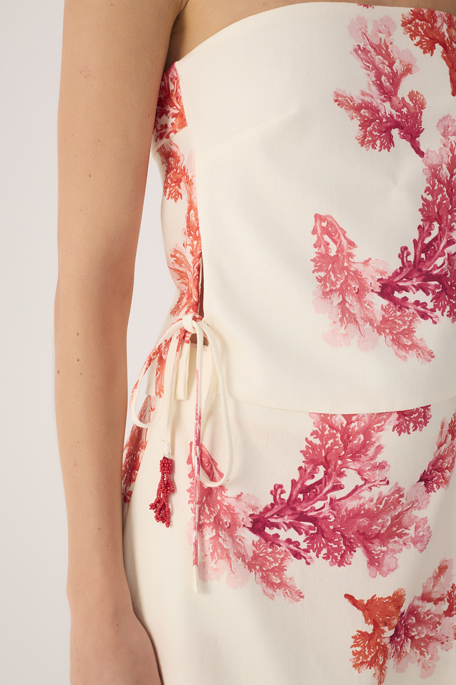Off-White Coral Side Ties Linen Blouse