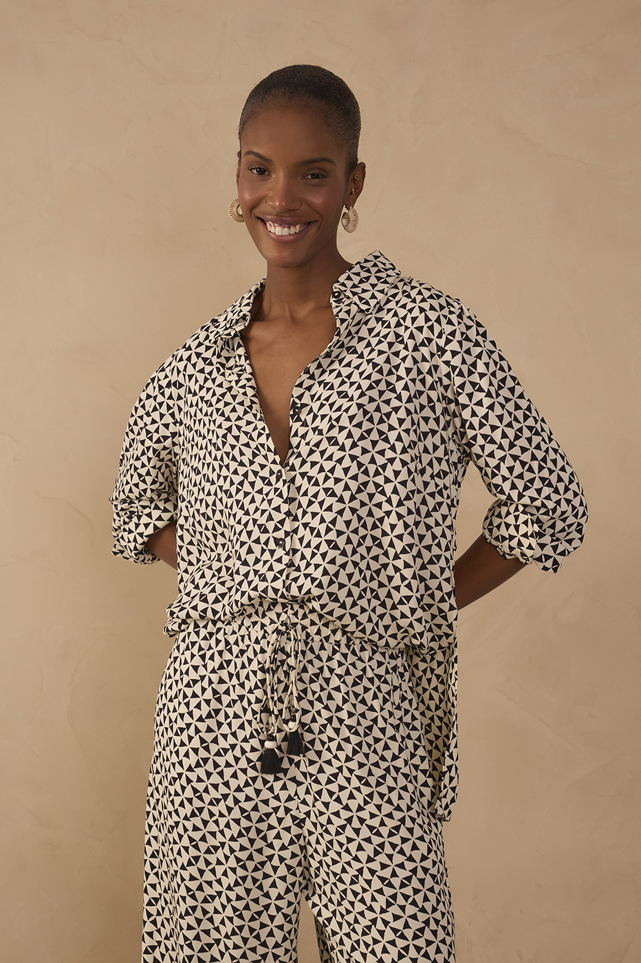 Off-White Vento Collared Buttoned Crepe Shirt
