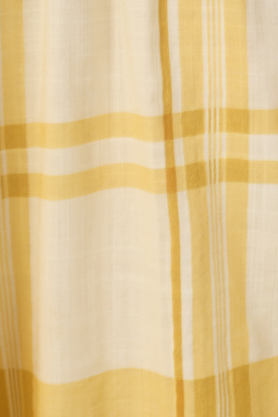 Yellow Plaid Puff Sleeves Tie-Front Blouse
