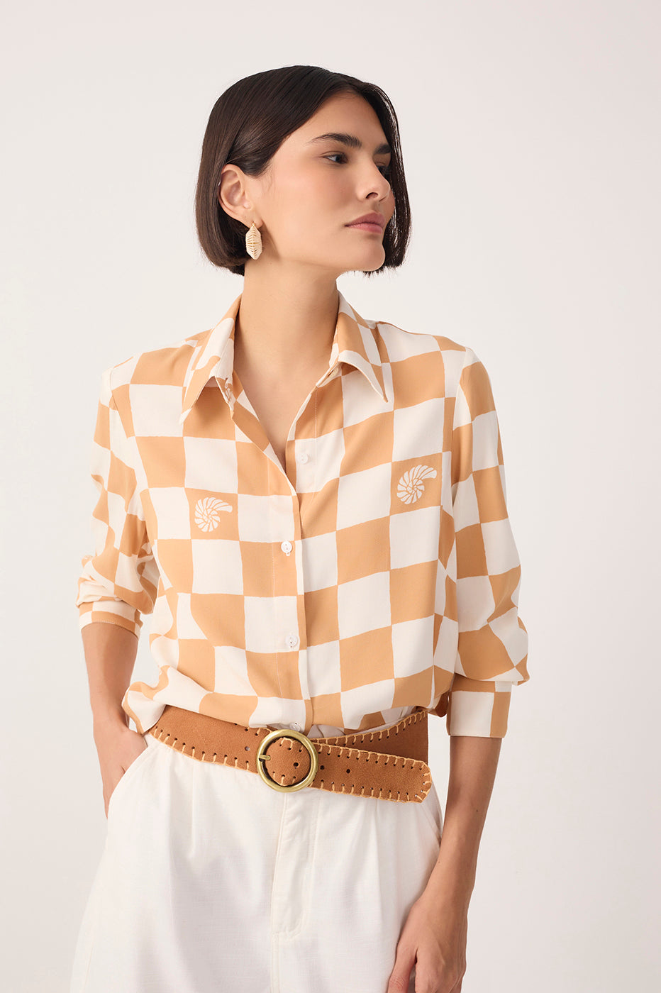 Brown Conchas Buttoned Shirt
