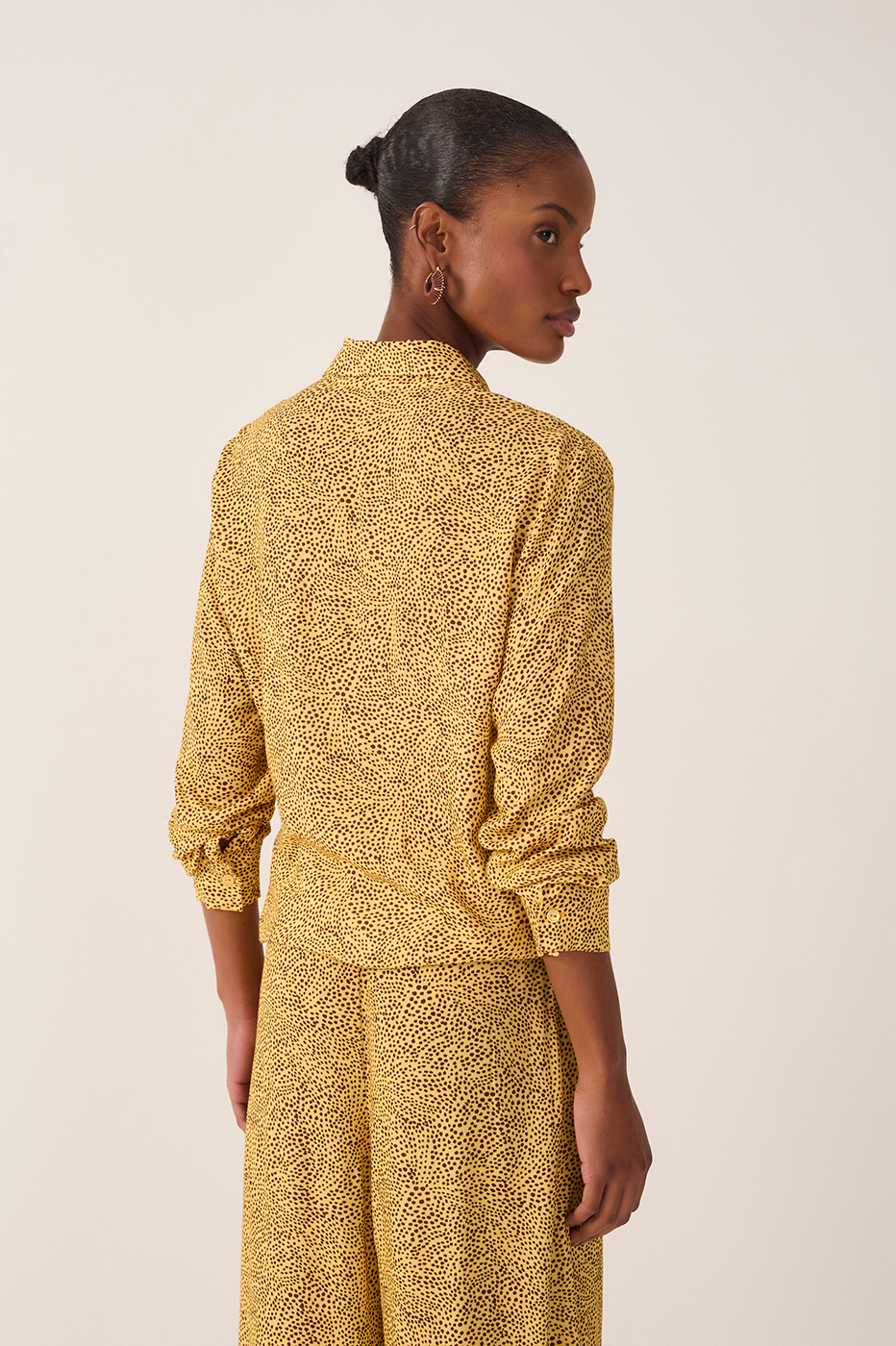 Yellow Gotas Collared Long Sleeve Shirt