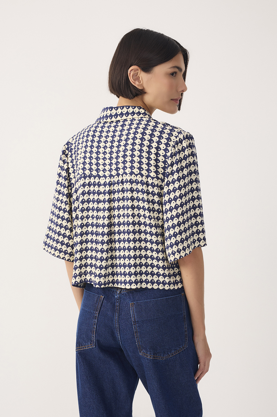 Blue Escama Collared Buttoned Shirt