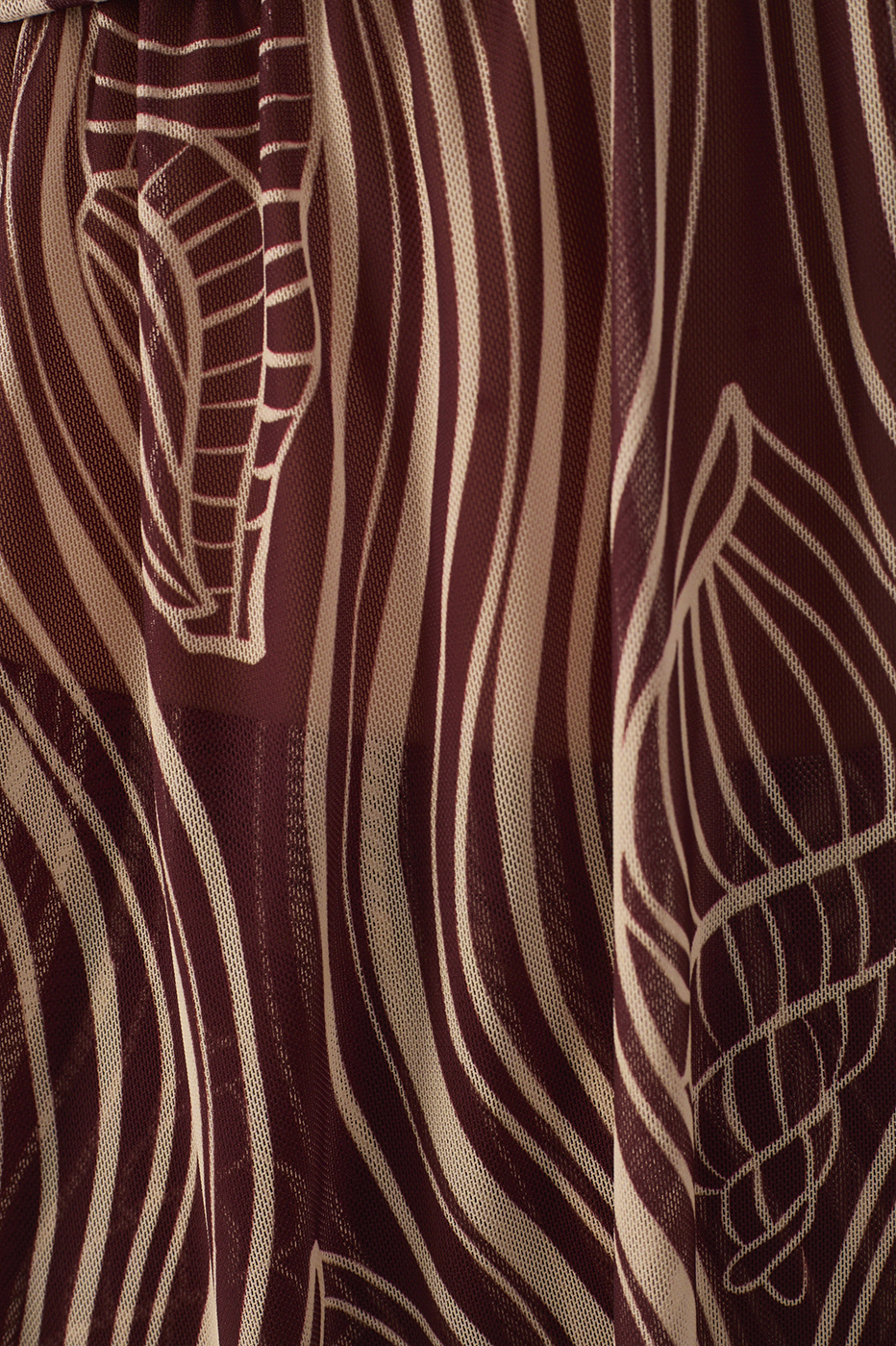 Brown Som Halter Neck Ruched Mesh Tunic
