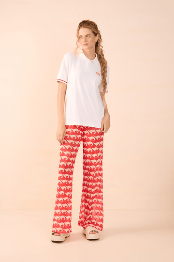 Red Embroidered Polo Shirt