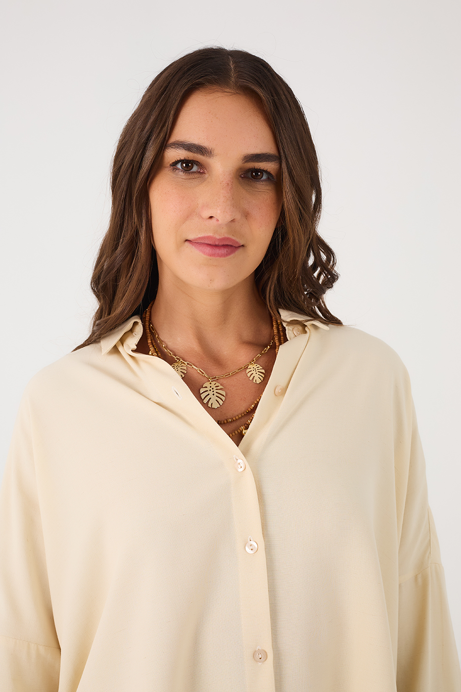 Off White Dropped Shoulder Shirt
